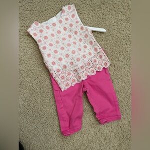 2 pc girls crochet top with pink Levi’s capris 3T